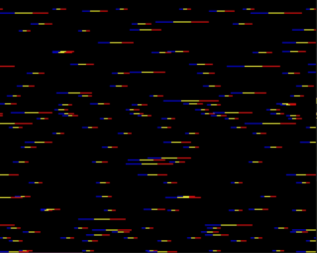 Example output drawing a starfield with red yellow and blue coloured segments