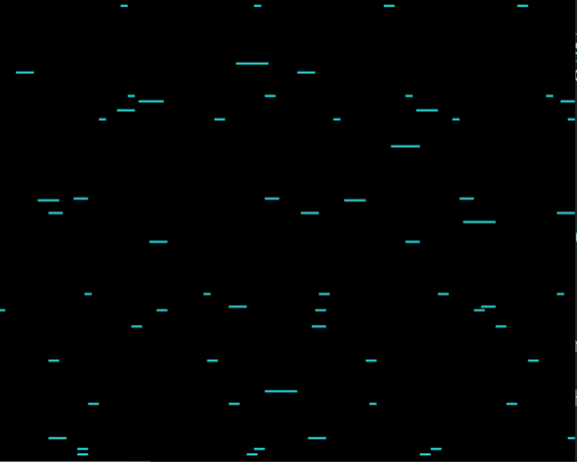 Example output showing cyan line segments moving to the right with more lines moving slowly