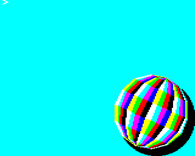 A picture of the ball with original colours before colour cycling