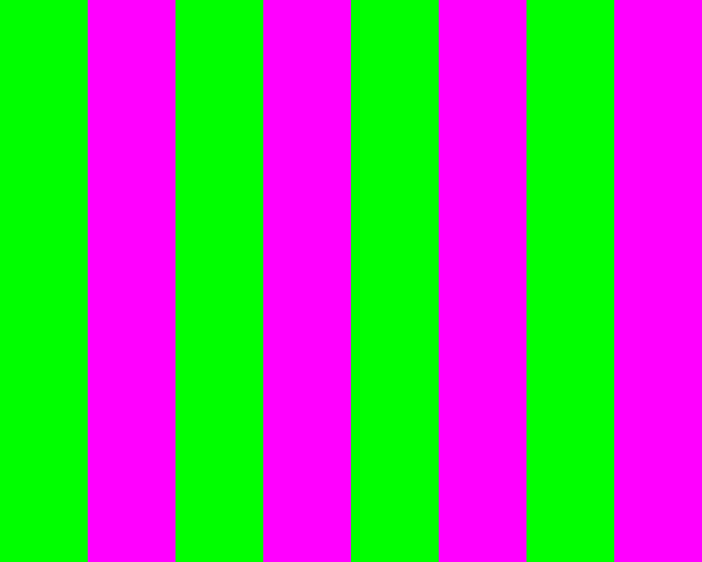 Green and pink stripes scrolling to the right