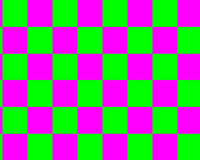 Pink and green grid scrolling to the right
