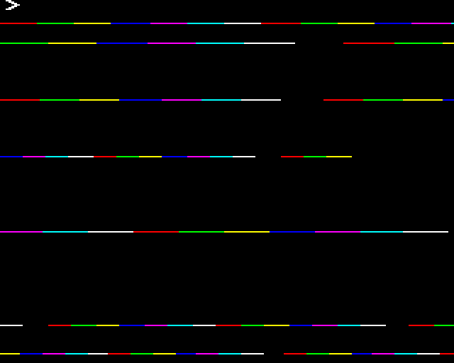 Example output drawing a horizontal line made of different coloured segments